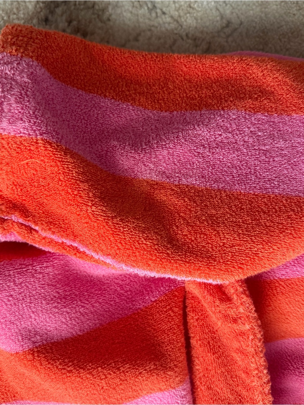 Hommey Striped Pink & Orange Plush Bathrobe - Picture 10 of 10
